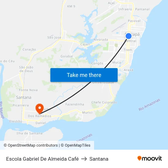 Escola Gabriel De Almeida Café to Santana map