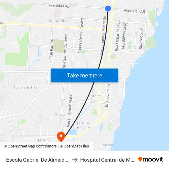 Escola Gabriel De Almeida Café to Hospital Central de Macapá map