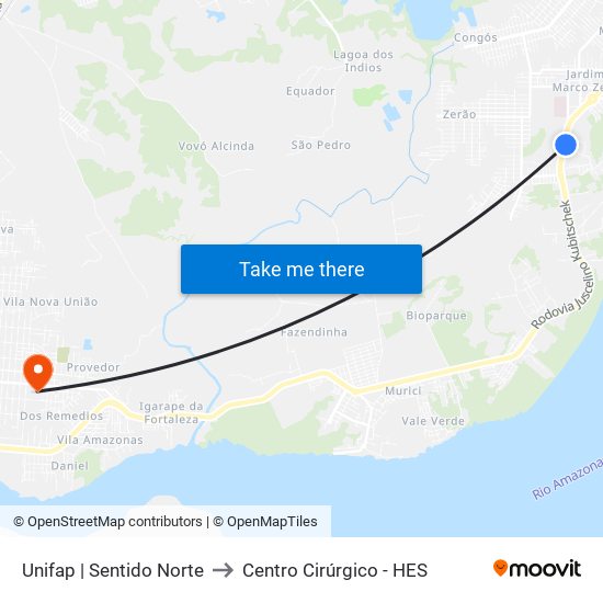 Unifap | Sentido Norte to Centro Cirúrgico - HES map