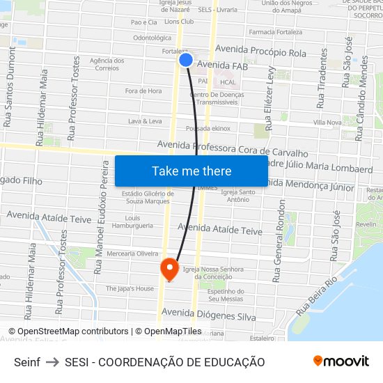 Seinf to SESI - COORDENAÇÃO DE EDUCAÇÃO map