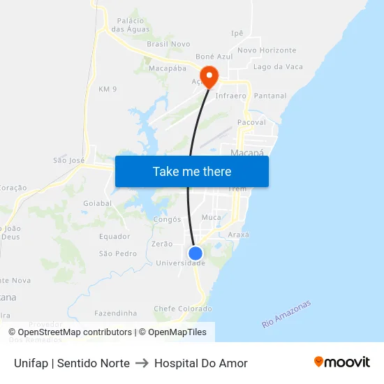 Unifap | Sentido Norte to Hospital Do Amor map