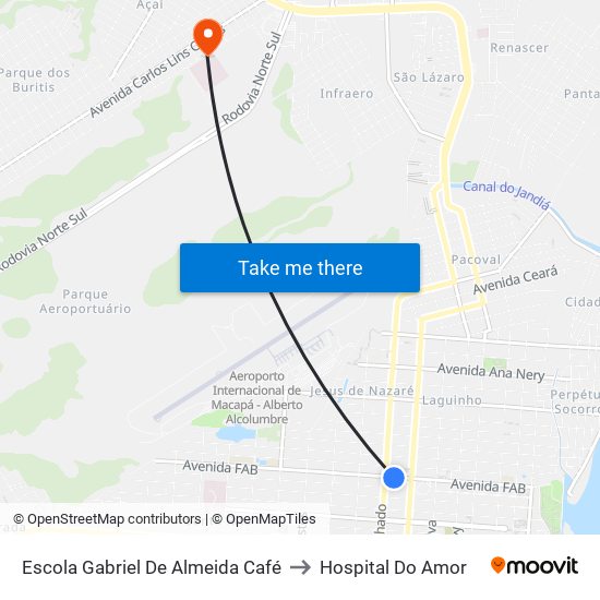 Escola Gabriel De Almeida Café to Hospital Do Amor map