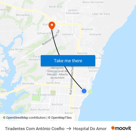 Tiradentes Com Antônio Coelho to Hospital Do Amor map