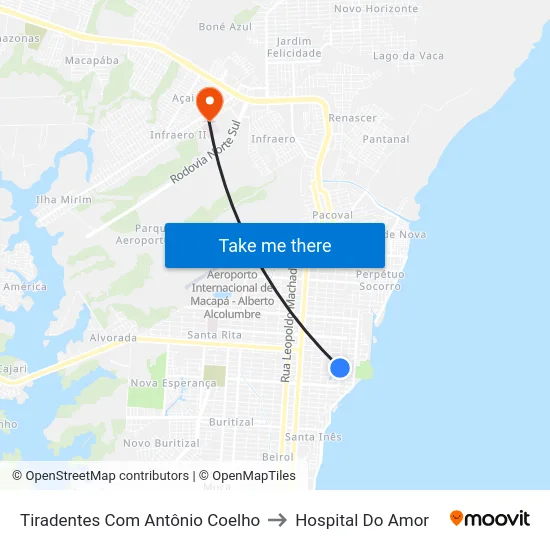 Tiradentes Com Antônio Coelho to Hospital Do Amor map