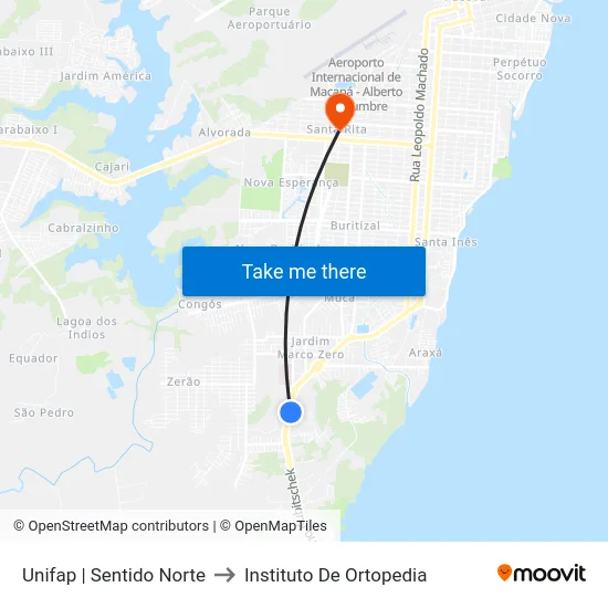 Unifap | Sentido Norte to Instituto De Ortopedia map