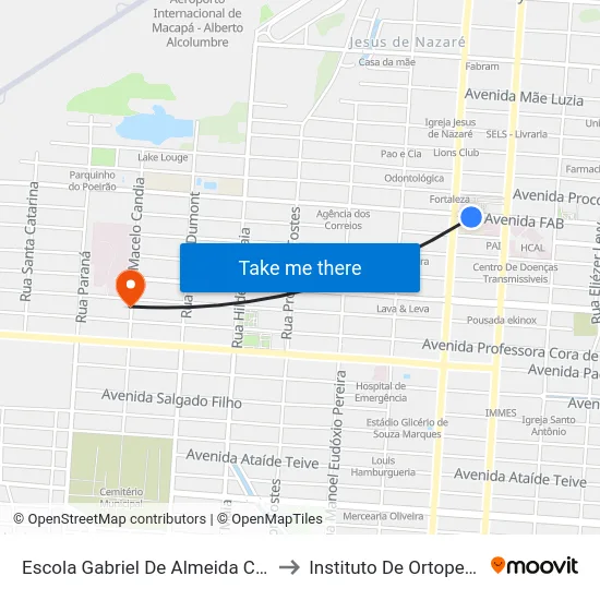 Escola Gabriel De Almeida Café to Instituto De Ortopedia map