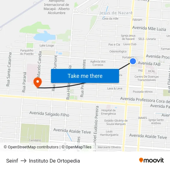 Seinf to Instituto De Ortopedia map