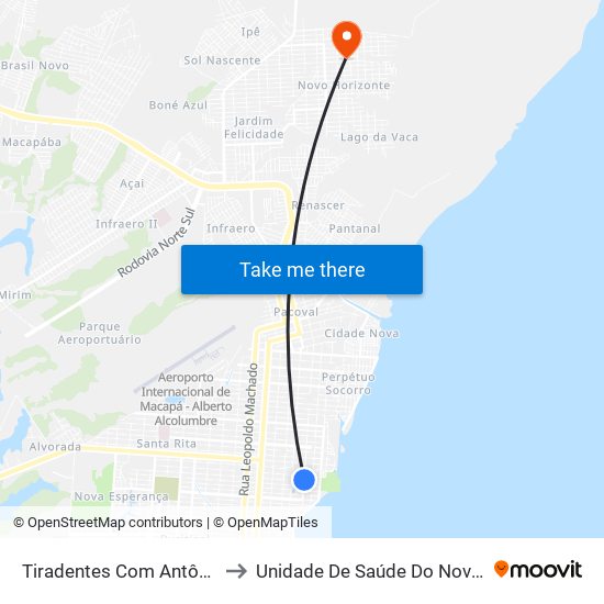 Tiradentes Com Antônio Coelho to Unidade De Saúde Do Novo Horizonte map