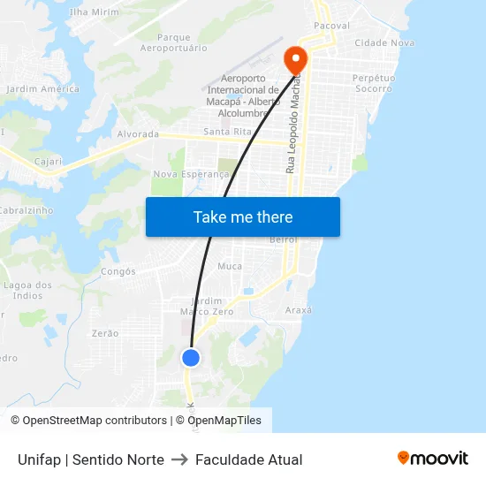 Unifap | Sentido Norte to Faculdade Atual map