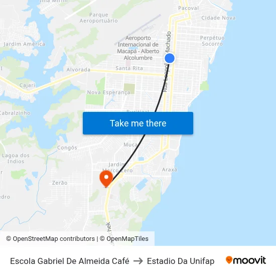 Escola Gabriel De Almeida Café to Estadio Da Unifap map