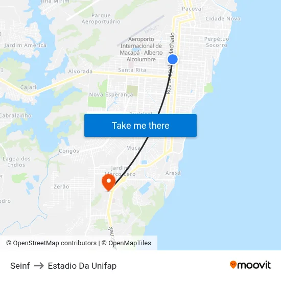 Seinf to Estadio Da Unifap map