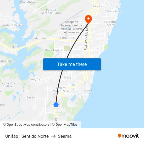 Unifap | Sentido Norte to Seama map