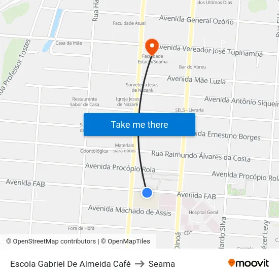 Escola Gabriel De Almeida Café to Seama map