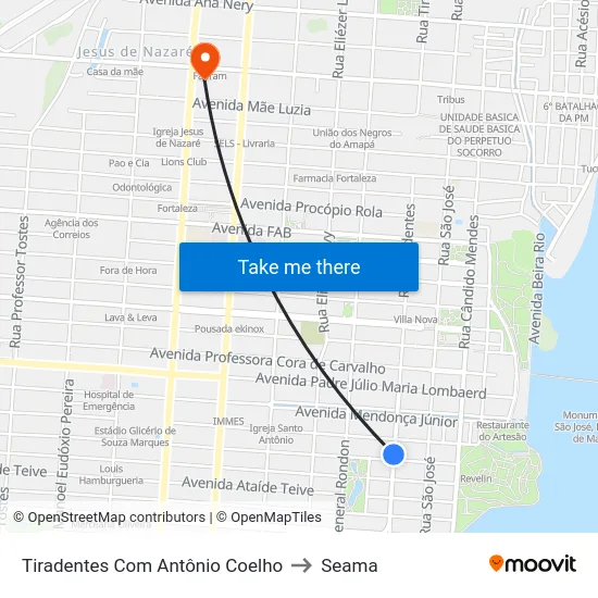 Tiradentes Com Antônio Coelho to Seama map