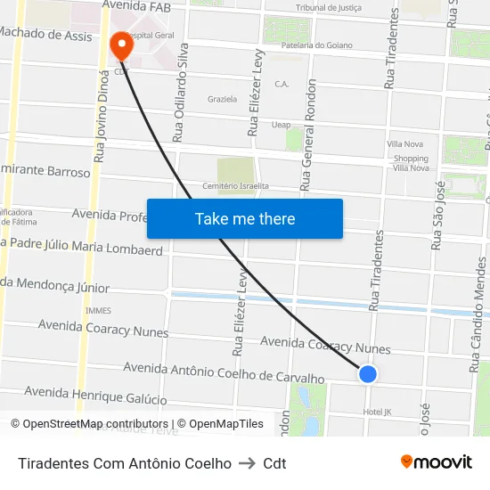 Tiradentes Com Antônio Coelho to Cdt map