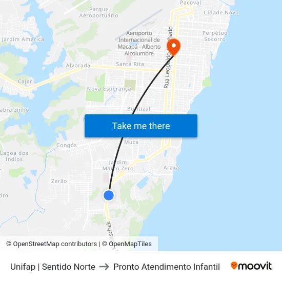 Unifap | Sentido Norte to Pronto Atendimento Infantil map