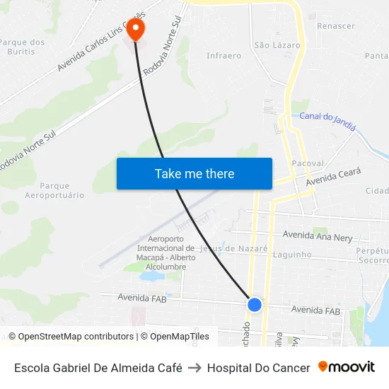 Escola Gabriel De Almeida Café to Hospital Do Cancer map