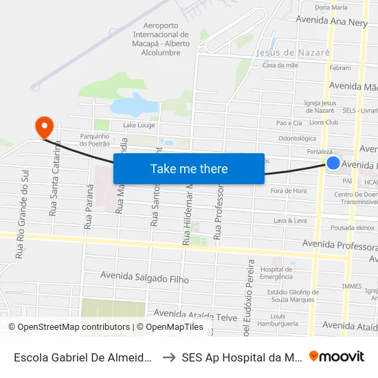 Escola Gabriel De Almeida Café to SES Ap Hospital da Mulher map