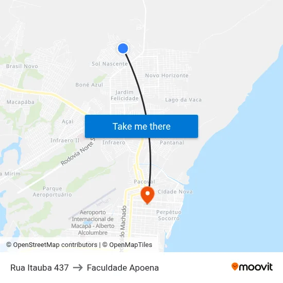 Rua Itauba 437 to Faculdade Apoena map