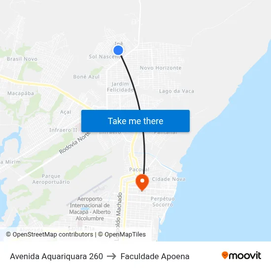 Avenida Aquariquara 260 to Faculdade Apoena map