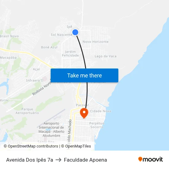 Avenida Dos Ipês 7a to Faculdade Apoena map