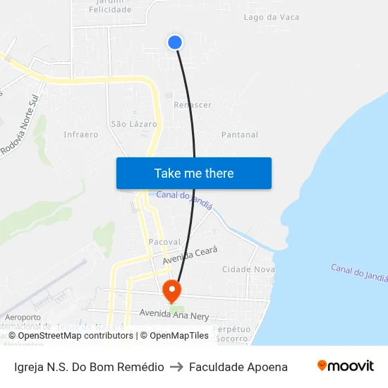 Igreja N.S. Do Bom Remédio to Faculdade Apoena map