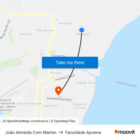 João Almeida Com Marlon to Faculdade Apoena map