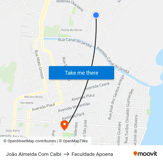 João Almeida Com Calbi to Faculdade Apoena map