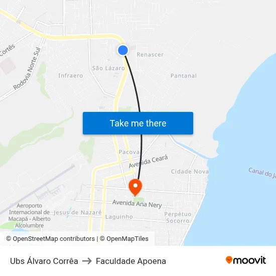 Ubs Álvaro Corrêa to Faculdade Apoena map