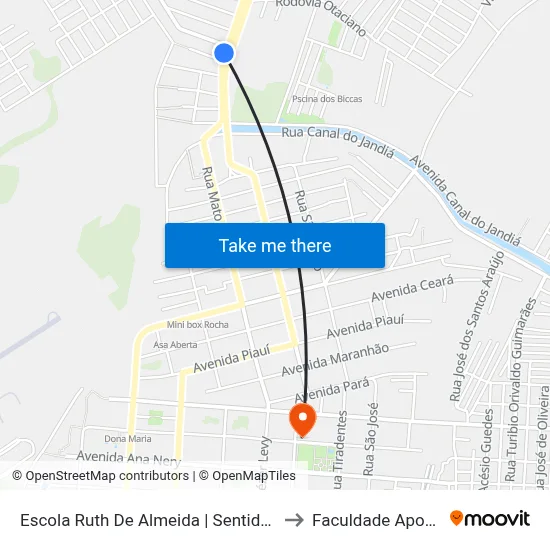 Escola Ruth De Almeida | Sentido Sul to Faculdade Apoena map