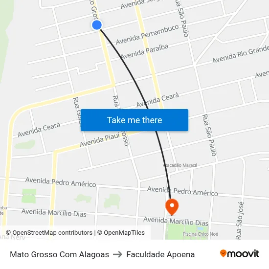 Mato Grosso Com Alagoas to Faculdade Apoena map