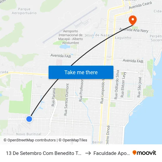 13 De Setembro Com Benedito Tavares to Faculdade Apoena map