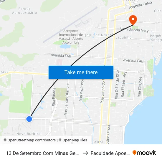 13 De Setembro Com Minas Gerais to Faculdade Apoena map