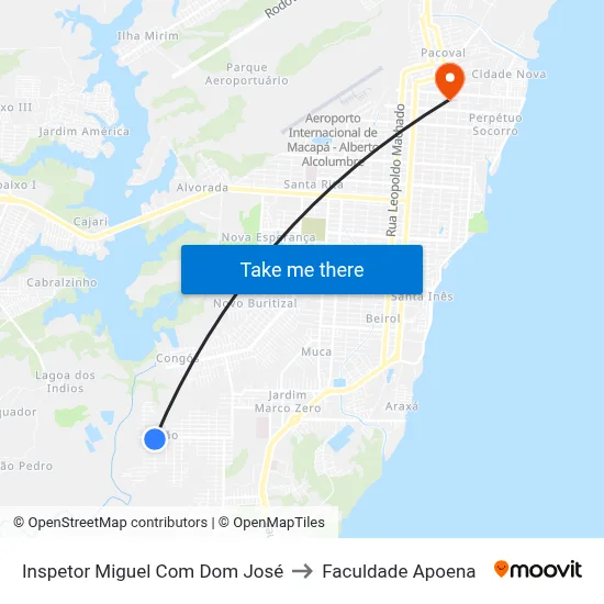 Inspetor Miguel Com Dom José to Faculdade Apoena map