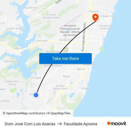Dom José Com Luís Azarias to Faculdade Apoena map