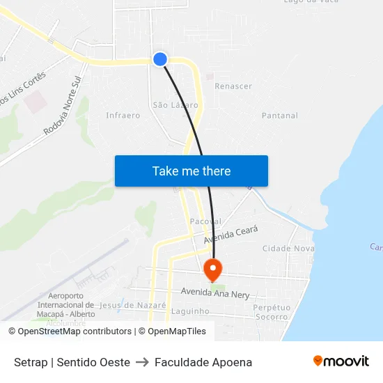 Setrap | Sentido Oeste to Faculdade Apoena map