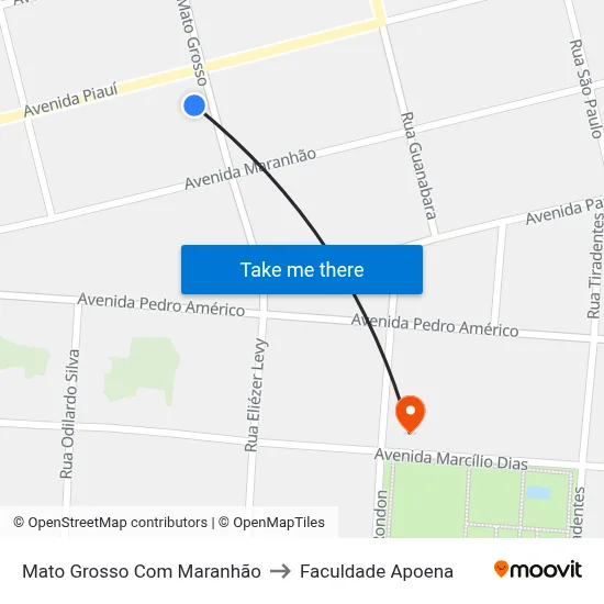 Mato Grosso Com Maranhão to Faculdade Apoena map