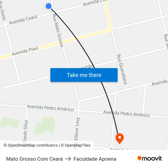 Mato Grosso Com Ceará to Faculdade Apoena map