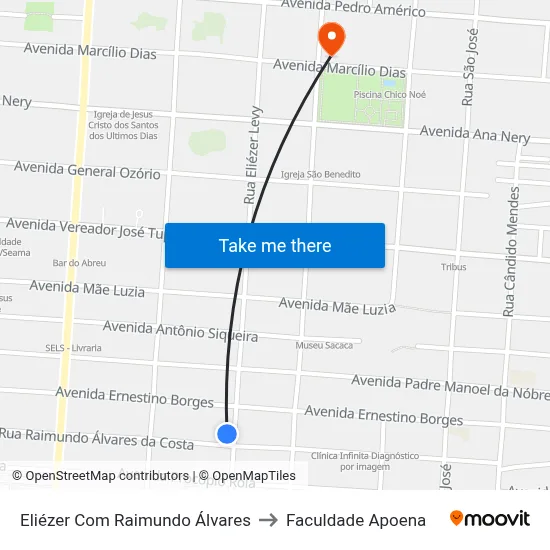 Eliézer Com Raimundo Álvares to Faculdade Apoena map