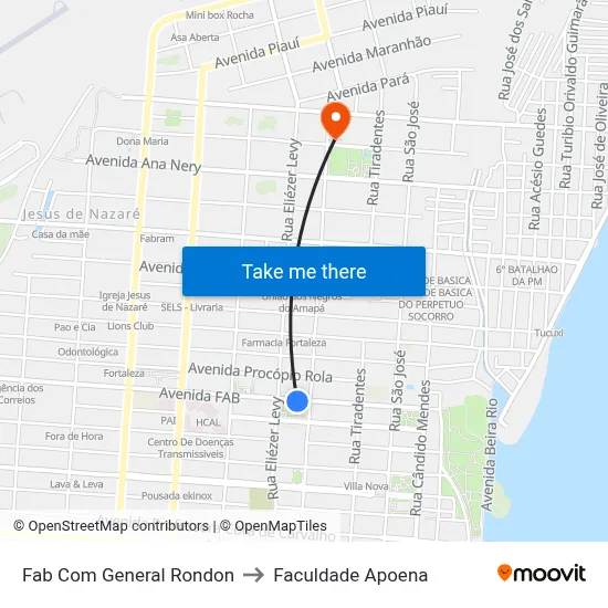 Fab Com General Rondon to Faculdade Apoena map