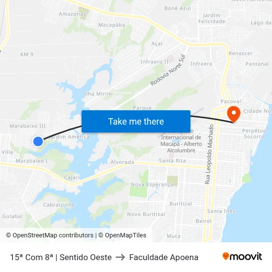 15ª Com 8ª | Sentido Oeste to Faculdade Apoena map