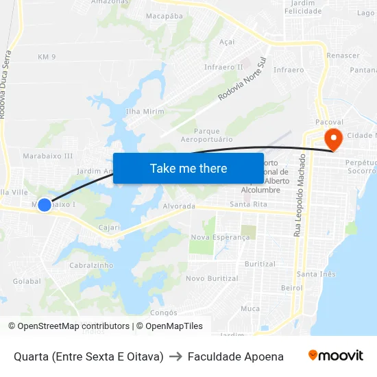 Quarta (Entre Sexta E Oitava) to Faculdade Apoena map
