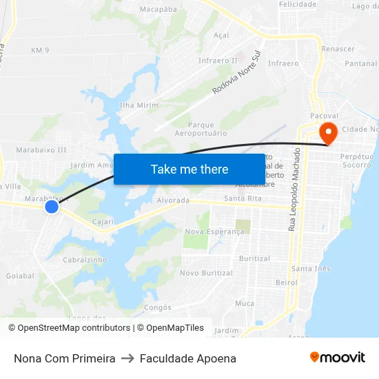 Nona Com Primeira to Faculdade Apoena map