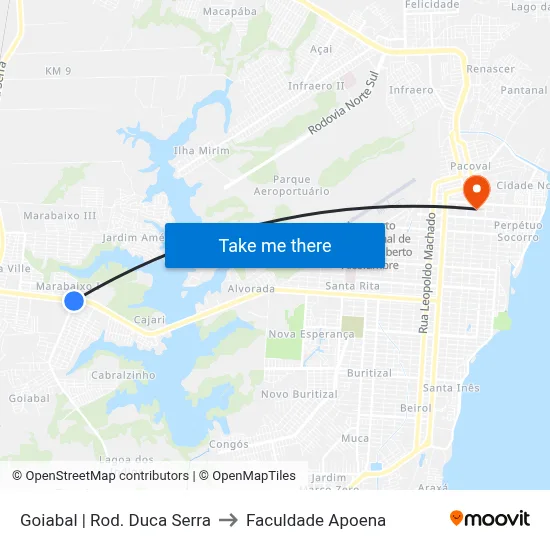 Goiabal | Rod. Duca Serra to Faculdade Apoena map