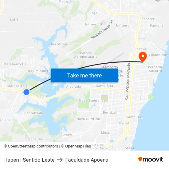 Iapen | Sentido Leste to Faculdade Apoena map