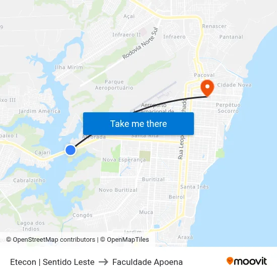 Etecon | Sentido Leste to Faculdade Apoena map
