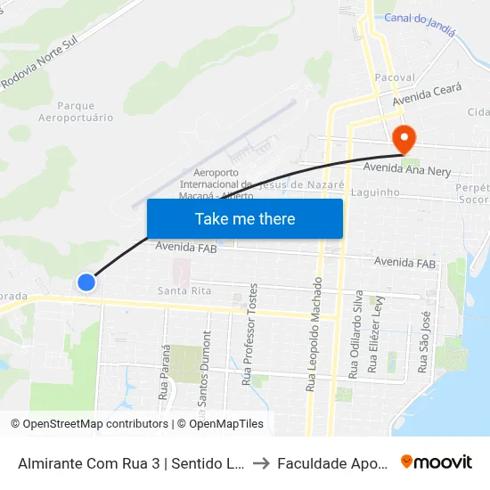 Almirante Com Rua 3 | Sentido Leste to Faculdade Apoena map