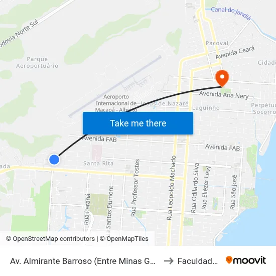 Av. Almirante Barroso (Entre Minas Gerais E Rio Grande Do Sul) to Faculdade Apoena map