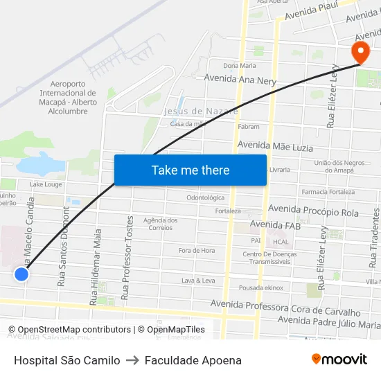 Hospital São Camilo to Faculdade Apoena map