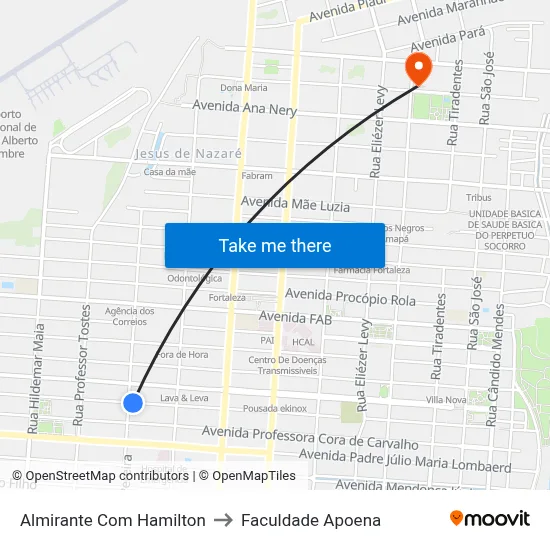Almirante Com Hamilton to Faculdade Apoena map